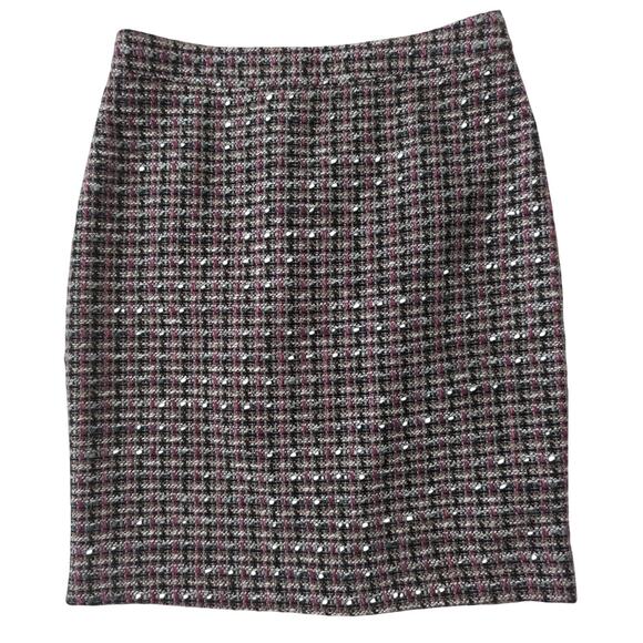 Ann Taylor Loft Wool Blend Tweed Mini Skirt Black Pink Gray Women's Sz Petite 00 - Picture 1 of 6